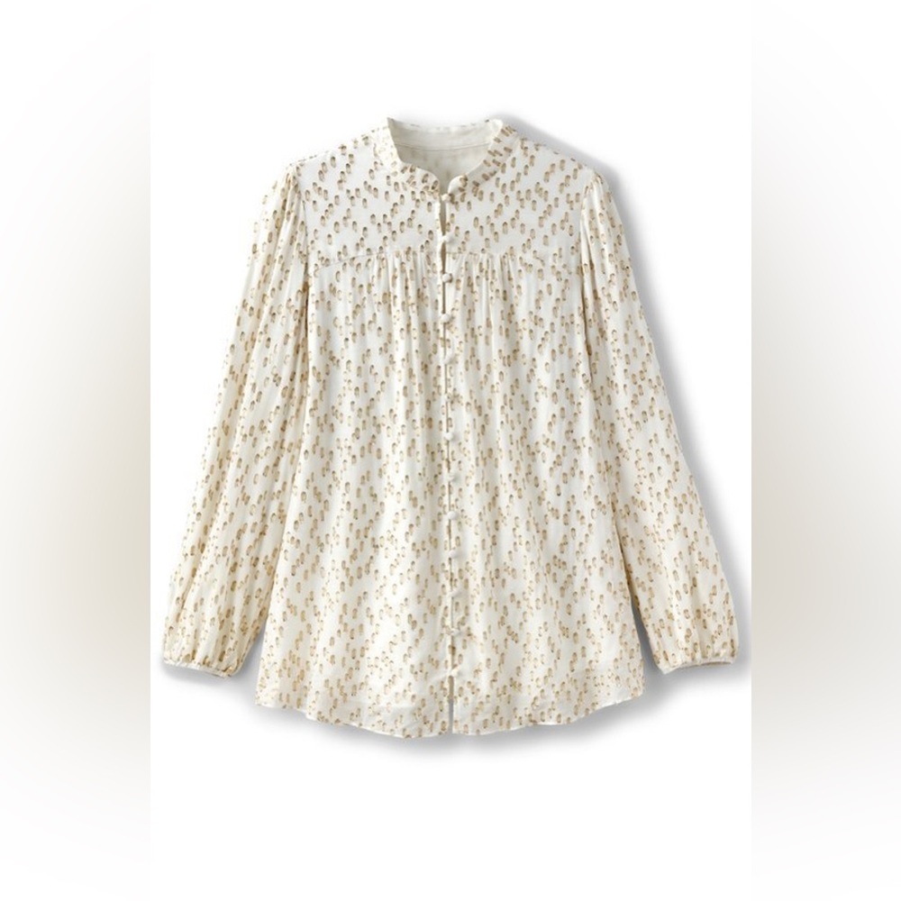 Soft Surroundings Ivory and Gold Blouse Mila Metallic NWT size large